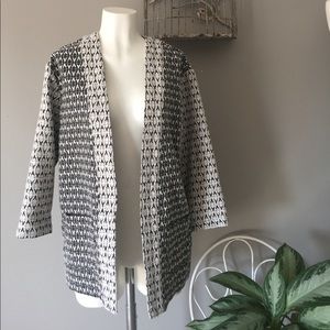 Open front blazer tapestry jacket with pockets